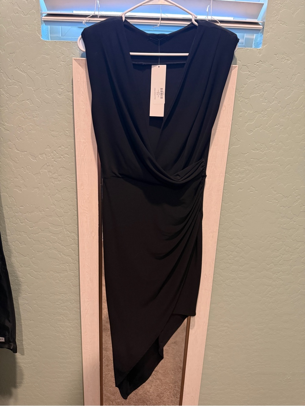 Sleeveless Black Asymmetric Draped Dress